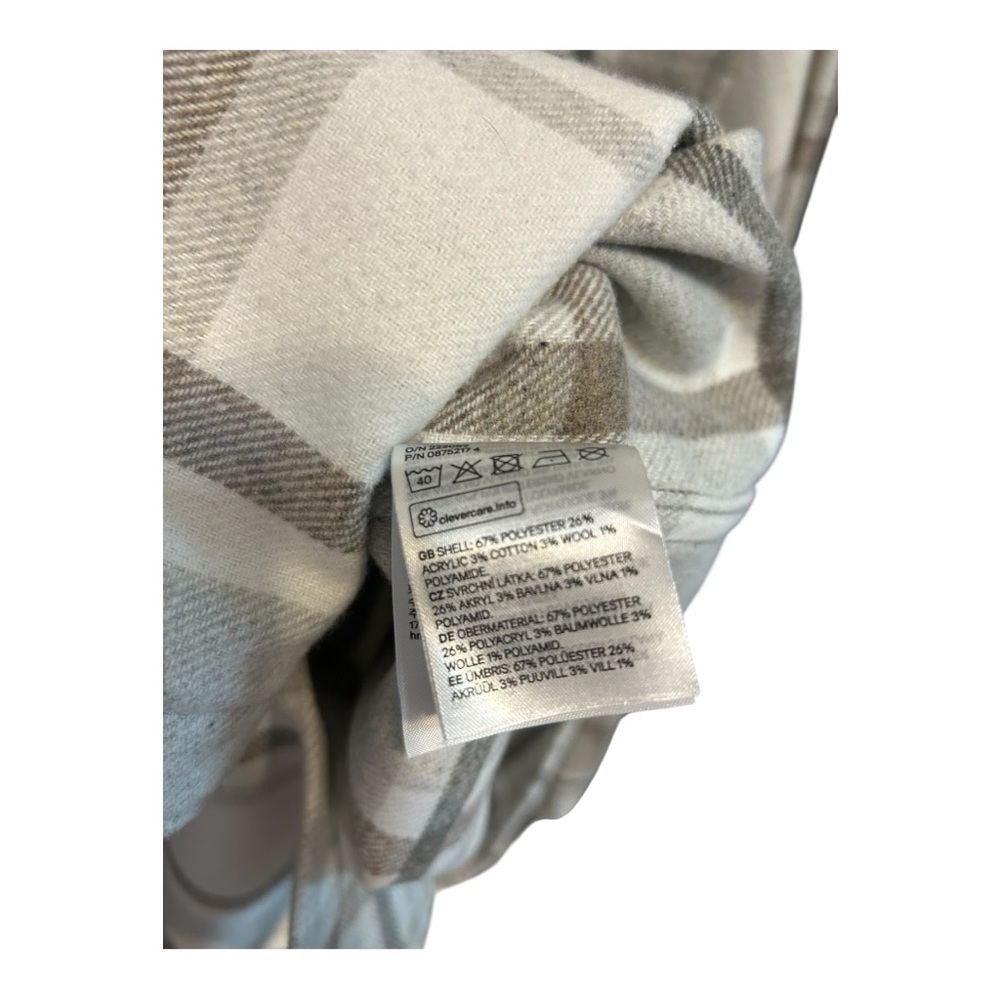 H&M Men's Checkered Shirt Jacket - Cream and Brown medium - Picture 3 of 6
